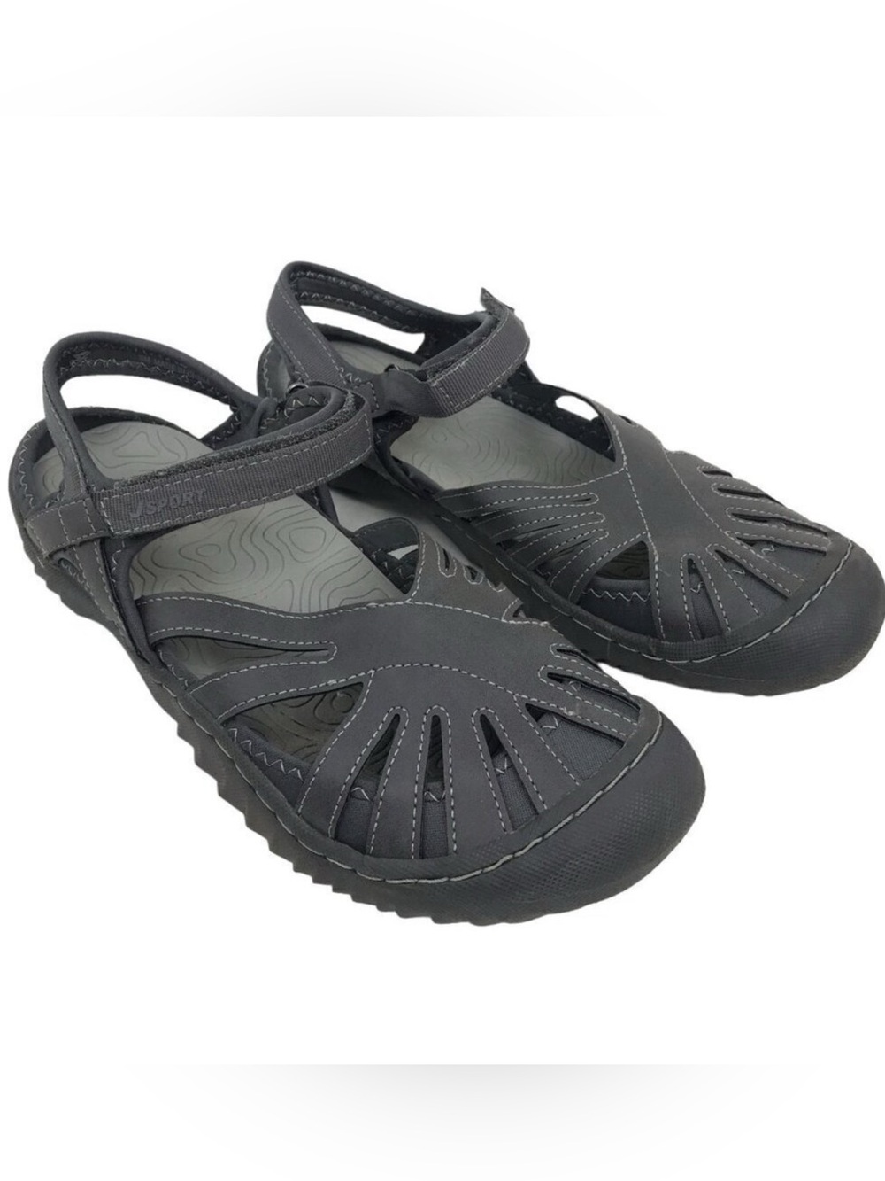 JSport by Jambu Women's Gray Outdoor Closed-Toe Sandals Size 10